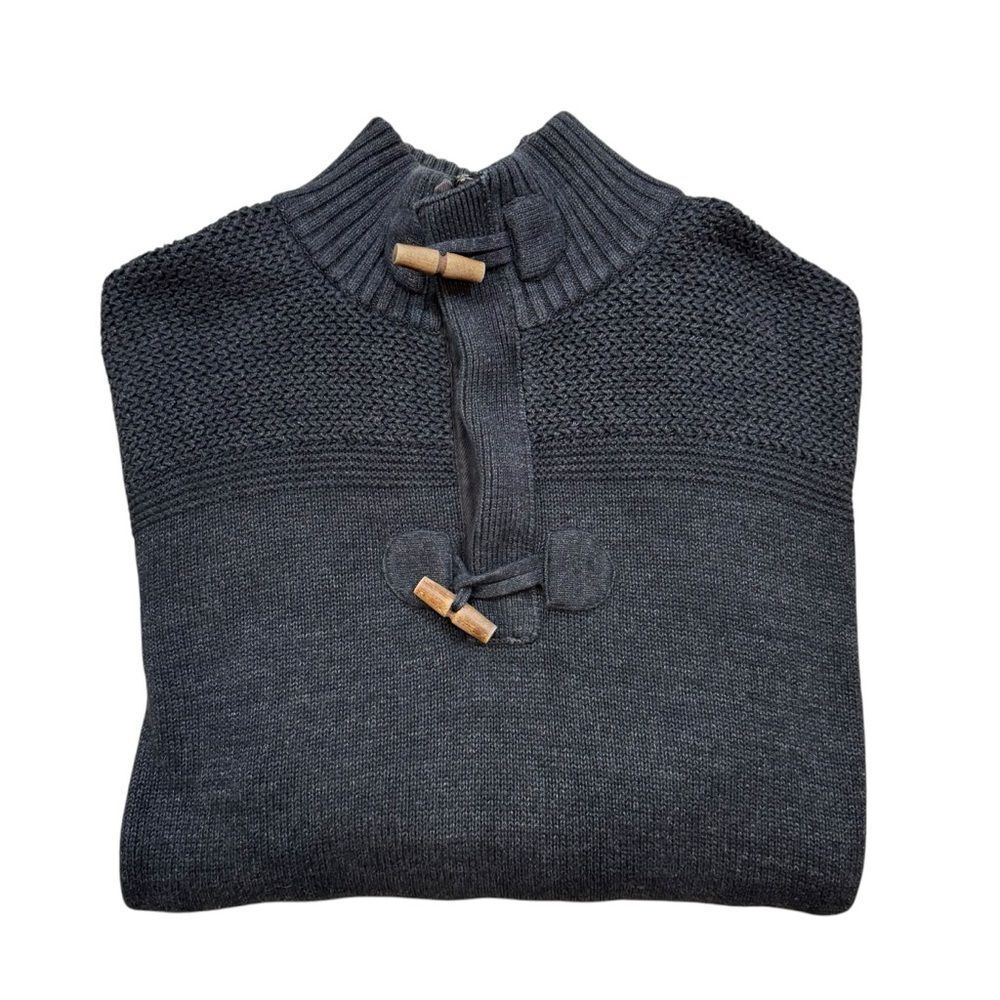 Mens Banana Republic Heritage‎ Grey 1/4 Zip and Toggle Button Cotton Sweater XL